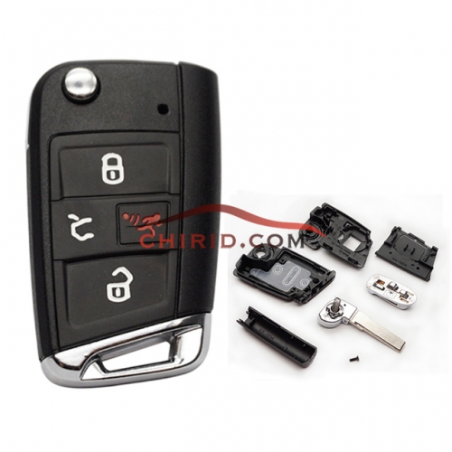 VW golf 3+1button remote key blank with HU66 blade