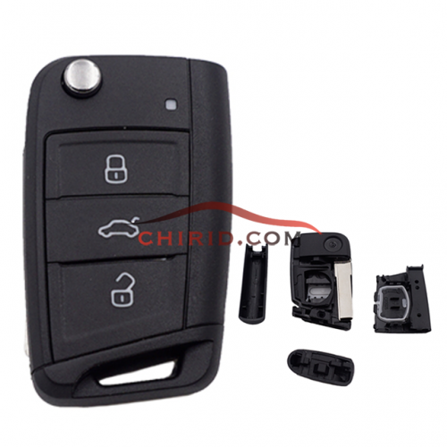 VW Golf7 3 button remote key shell with HU66 blade