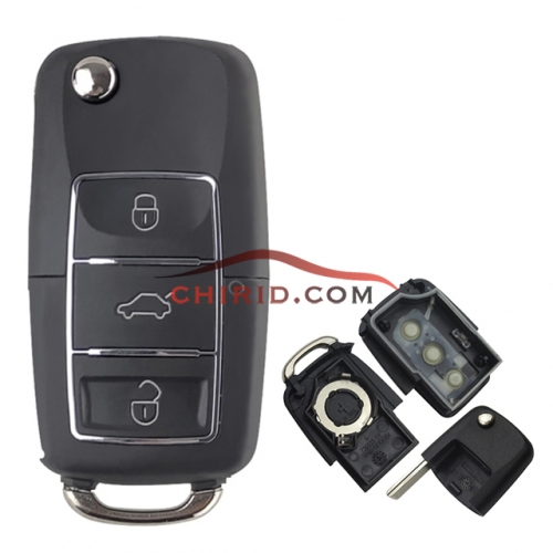 VW 3 button   waterproof  remote key blank （black）