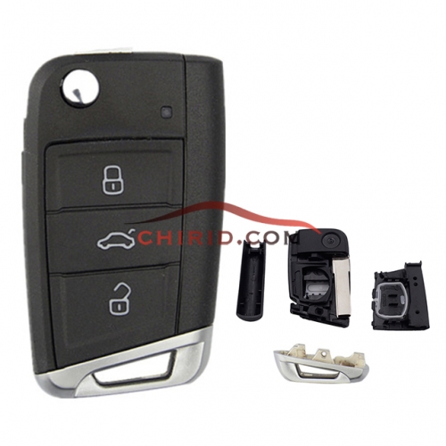 VW 3 button remote key blank with HU66 blade