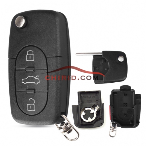 VW 3 Button remote key blank with 1616 battery model(Audi Style)