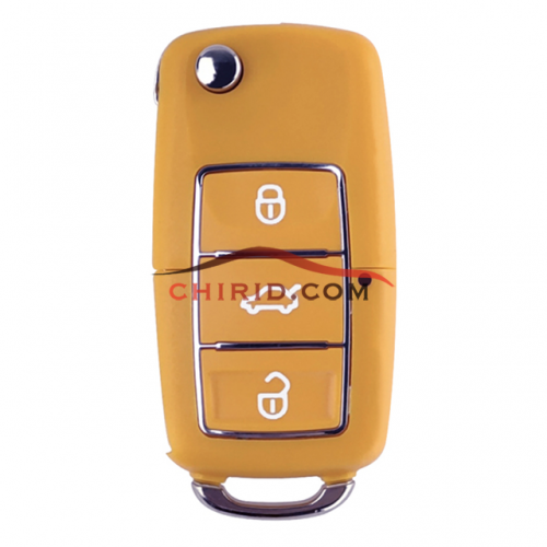 VW 3 button   waterproof  remote key blank (yellow）