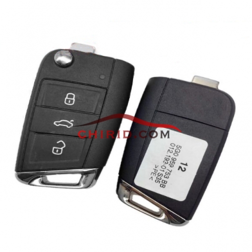 Original VW golf MK7 3 Button remote control FCCID is 5GO959753BH with 433MHZ with ID48chip