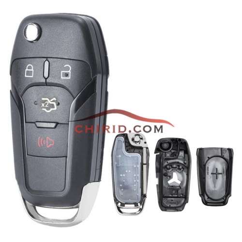 Ford 3+1 button flip remote key shell with Hu101 blade