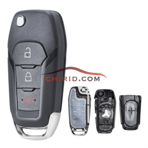 Ford 2+1 button flip remote key shell with Hu101 blade