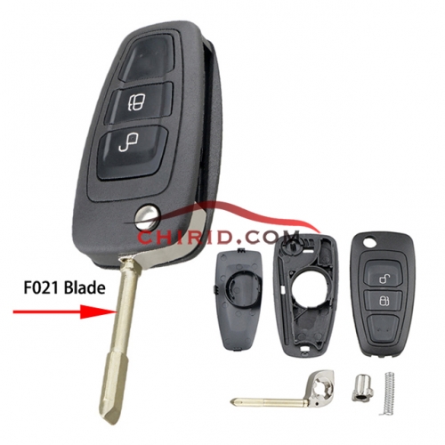 Ford Mondeo flip 2 button remote key blank with FO21 blade （black)