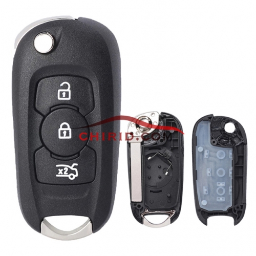 Opel 3 button flip remote key shell with HU100 blade