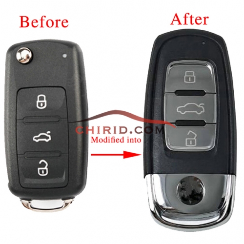 VW 3 buttons 202AD modified remote key with hu66 blade