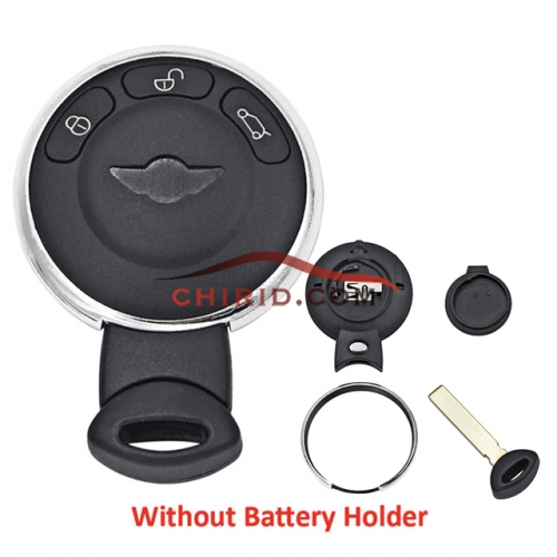 BMW MINI 3 button remote key blank with battery clamp on back side with logo