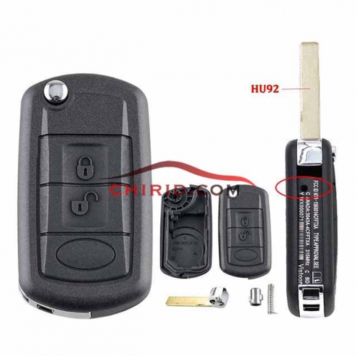 Landrover 3 button remote key blank--”Ford style“ HU92 blade with logo  with print words and screw
