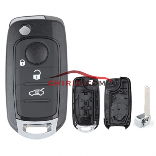 Fiat 3 button flip remote key blank with SIP22 without logo