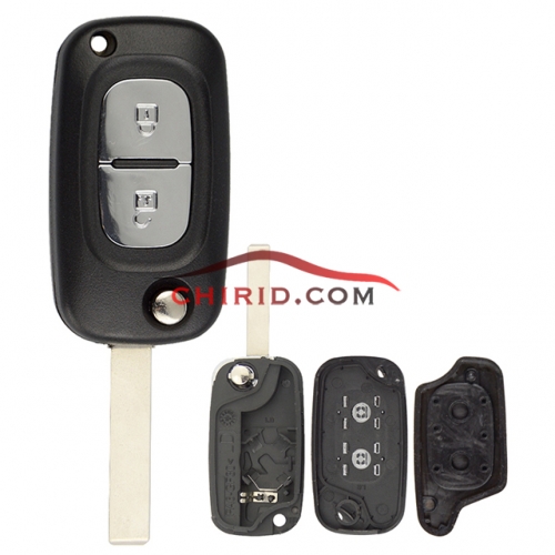Renault 2 button flip remote key shell with HU83/407 blade