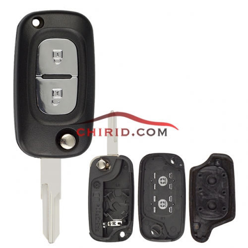 Renault 2 button flip remote key shell with  VAC102 blade