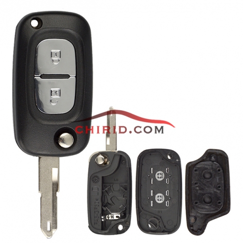 Renault 2 button flip remote key shell with  NE73/206 blade