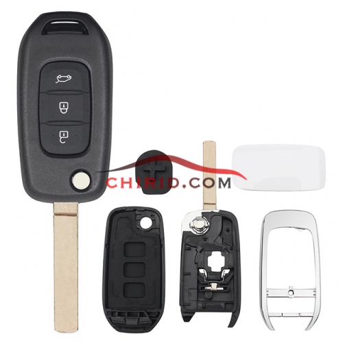 Renault 3 button flip remote key blank  with VA2 blade