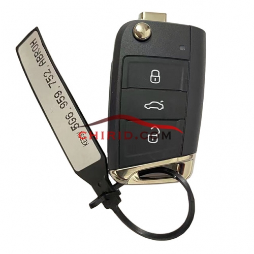 Original VW  MQB  3 button Keyless flip remote key  with AES ID48 chip-434mhz  FCCID: 5G6.959.752.ABROH