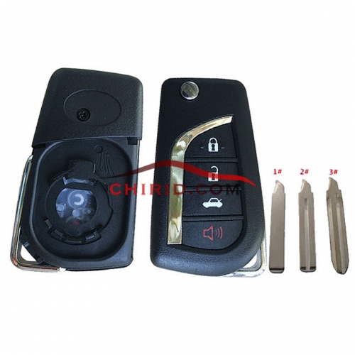 Toyota 3+1 button flip remote key blank , VA2,Toy48,Toy 43 blade please choose the blade