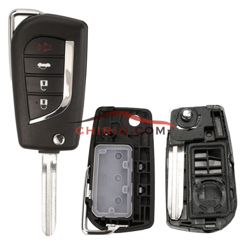 Toyota 3+1 button flip remote key shell  with TOY43 blade