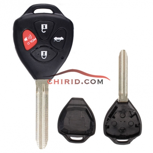 Toyota 3+1 button remote key shell with Toy43 blade with red panic