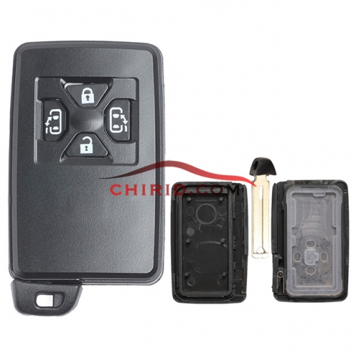 Toyota 4 button remote key shell , the blade with two side groove (black)