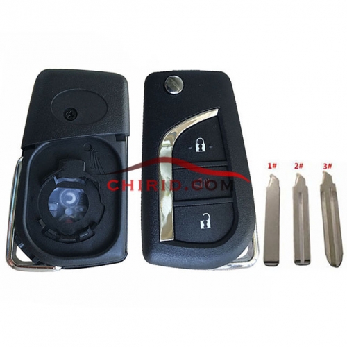 Toyota 2+1 button flip remote key blank , VA2,Toy48,Toy 43 blade please choose the blade