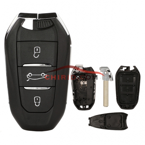 Citroen 3 button remote key blank with VA2 blade with logo