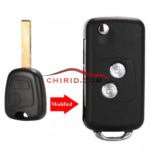 Citroen modified 2 buttons key blank with HU83/407 blade