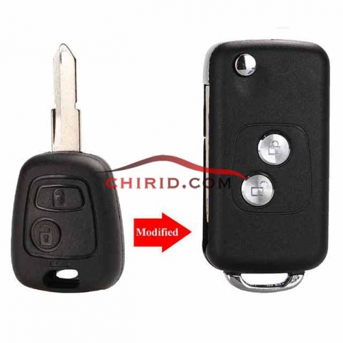 Citroen modified 2 buttons key blank with 206/NE73 blade