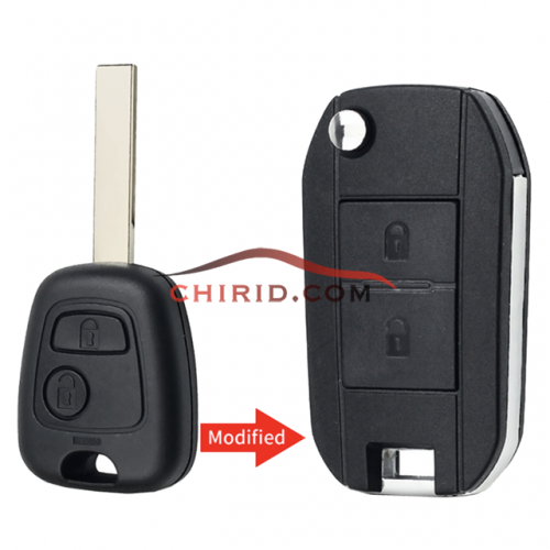 Citroen modified 2 button key blank with HU83/407 blade