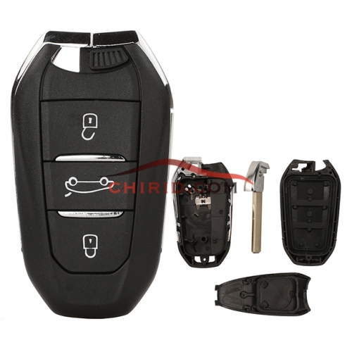 Peugeot 3 button remote key blank with VA2 blade with logo