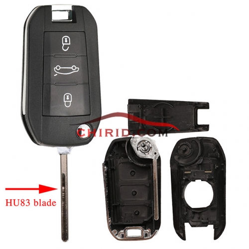 Peugeot modified 3 buttons remote key with Hu83 blade