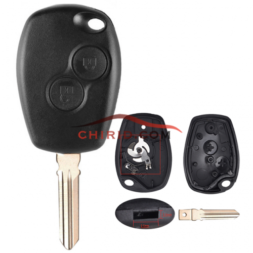 Renault 2 buttons key blank with stainless steel battery clamp with HU179 blade