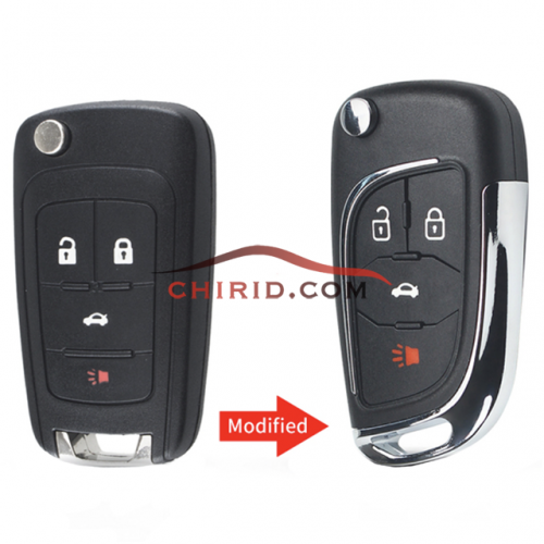 Chevrolet modified 3+1 button folding remote control key shell with hu100 blade