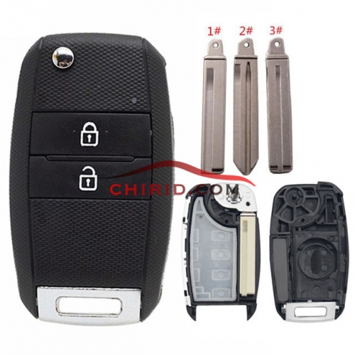 KIA 2 button flip remote key blank please choose which  key blade in your need