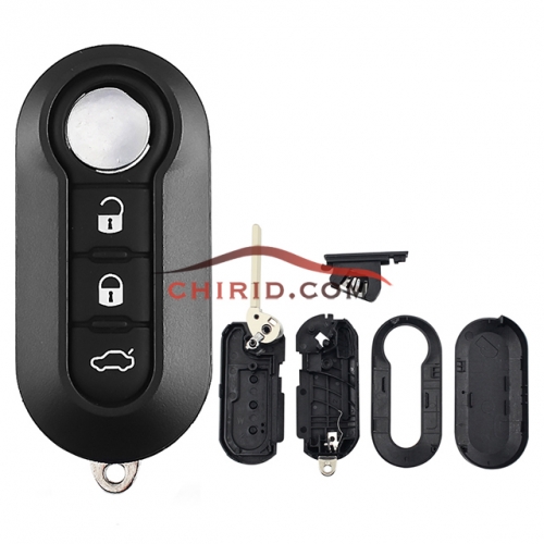 Fiat 3 button remote key blank with SIP22 blade black color