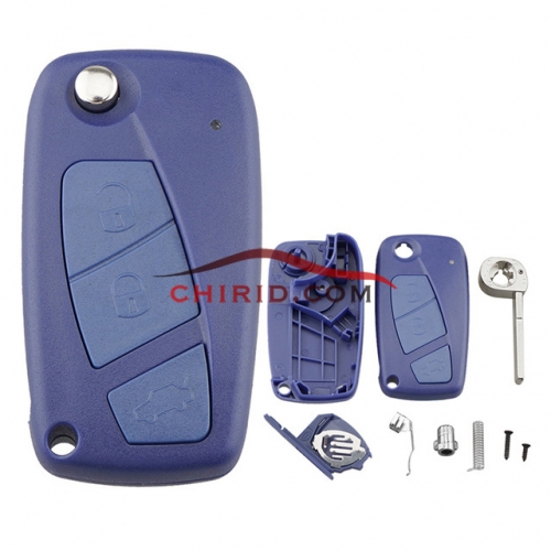 Fiat 3 button remtoe key blank with special battery clamp Blue color