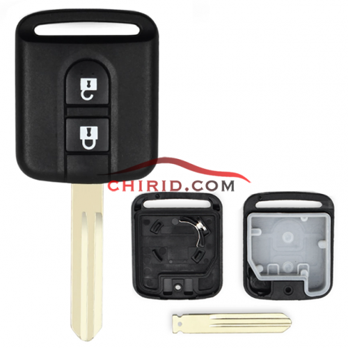 Nissan 2 button remote key blank the plastic part is "square" with battery clamp