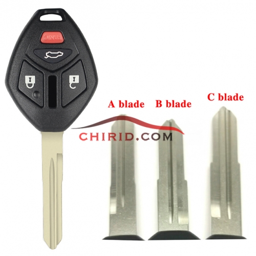 Mitsubishi remote key shell with 3+1 button, please choose which blade you need