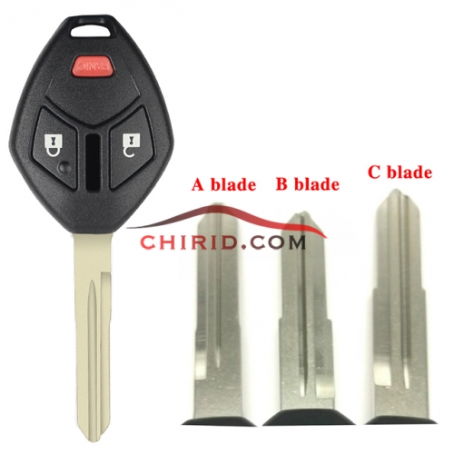 Mitsubishi remote key shell with 2+1 button, please choose which blade you need