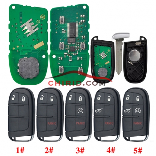 Chrysler keyless  remote key with 434mhz with PCF7945/7953   HITAG2 chip with 2/2+1/3/3+1/4+1 button key shell , please choose