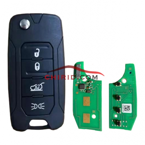 Original Chrysler 4 button flip remote key 434mhz with MQB 48 AES chip with original PCB and after market keys shell