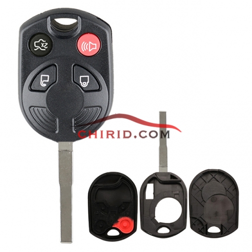 Ford 3+1 buttons key shell with three parts and hu101 blade