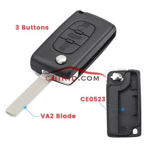 Fiat 3 buton remote key blank without battery VA2 blade