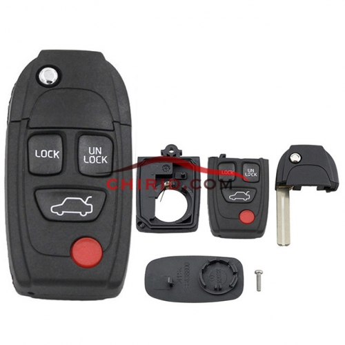 Volvo 3+1 button flip remote   key shell