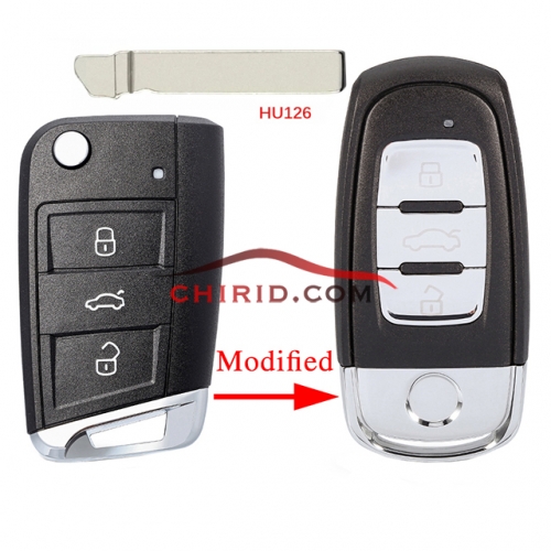 VW 3 buttons MQB modified remote key with hu162t blade