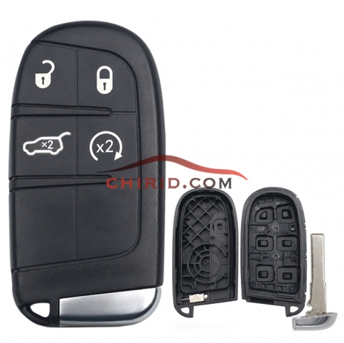 Fiat 500 4 buttons key shell with Sip22 blade no logo