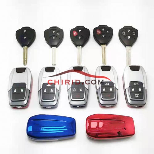 Toyota modified key shell with logo and red backside, total 5 types, please choose which key buttons you like ?