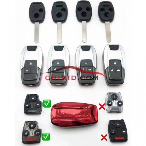 Honda modified key shell with red backside, and total 5types, please choose which buttons you like