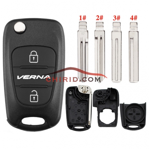 Hyundai "VERNA" 3 button remote key blank, 4 types key blade, please choose which one you like