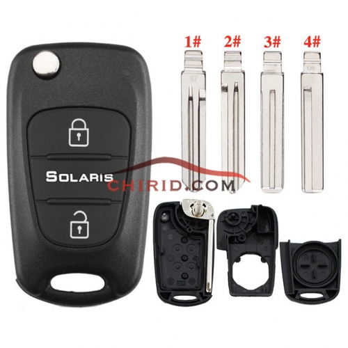 Hyundai "SOLARIS" 3 button remote key blank, 4 types key blade, please choose which one you like